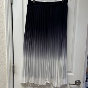 WD.NY Black-to-White Pleated Ombre Midi Skirt